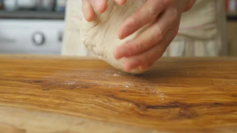 Cheff Hands kneading dough on table preparing bread pastry yeast flour Cook.. Stock Footage 272468202