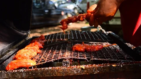 Chefs are doing Steak on the stove Stock Footage 87277324