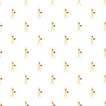 Chefs carrying cakes in a seamless pattern design Illustrazione stock