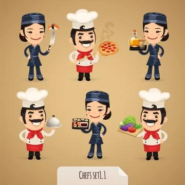 Chefs Cartoon Characters Set Illustrazione stock