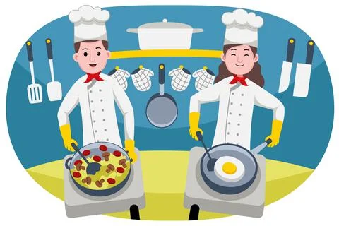 Chefs Couple Profession Illustrazione stock