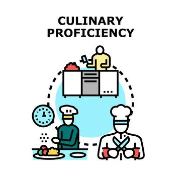 Chefs demonstrating culinary proficiency and cooking skills development Stock Illustration
