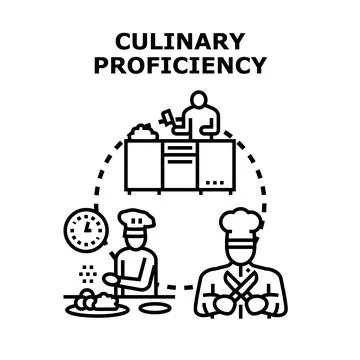 Chefs demonstrating culinary proficiency and cooking skills development Stock Illustration