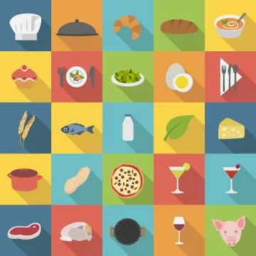Chef's flat icons set Illustrazione stock