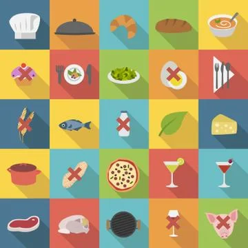 Chef's flat icons set Illustrazione stock