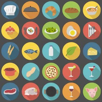 Chef's flat icons set Illustrazione stock