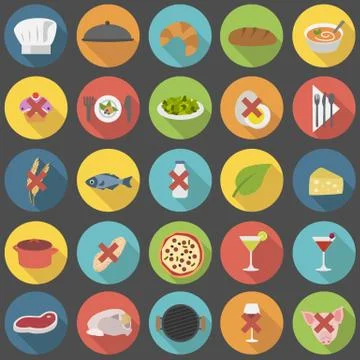 Chef's flat icons set Illustrazione stock