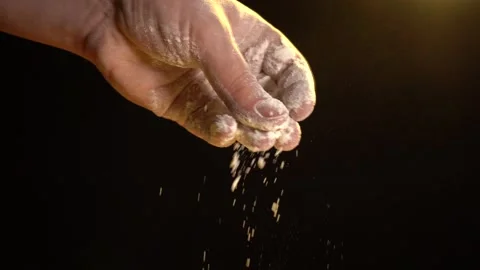 The Chef's Hands Sift the Flour Through a Sieve. Stock Footage 157546278