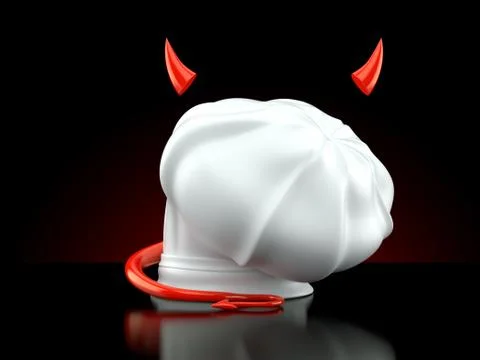 Chef's hat with devil horns and tail Stock Illustration
