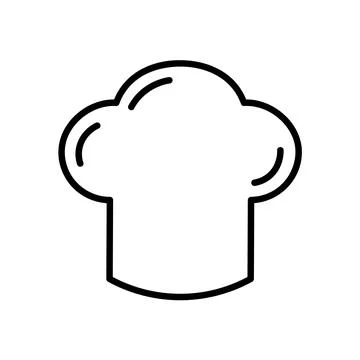Chef's hat flat icon. Pictogram for web. Line stroke. Isolated on white backg Stock Illustration