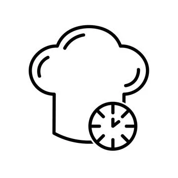 Chef's hat flat icon. Pictogram for web. Line stroke. Isolated on white backg Stock Illustration