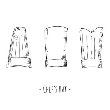 Chef's hats. Vector illustrations. Isolated objects on a white background. Stock Illustration