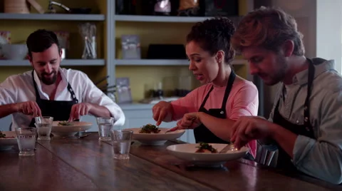 Chefs having lunch. Stock Footage 64117738