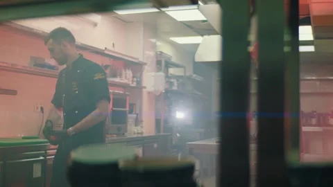 Chefs make blanks in the restaurant's kitchen Stock Footage 141158057