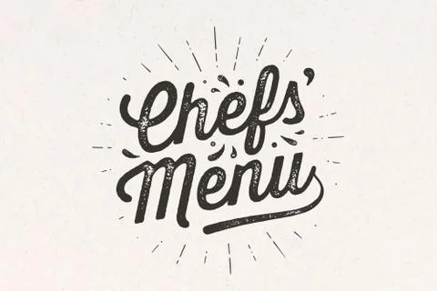 Chefs Menu, Lettering. Wall decor, poster, sign, quote Stock Illustration