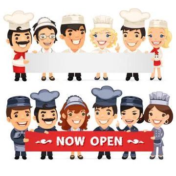 Chefs Presenting Empty Horizontal Banner Illustrazione stock