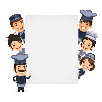 Chefs Presenting Empty Vertical Banner Stock Illustration