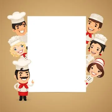 Chefs Presenting Empty Vertical Banner Illustrazione stock