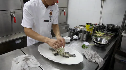 Chefs of a restaurant kitchen ,Xi'an city, Shaanxi province, China Stock Footage 36840596