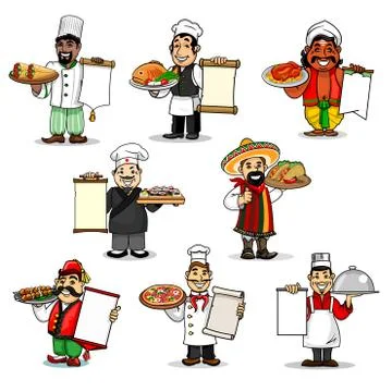 Chefs vector icons and restaurant menu Illustration
