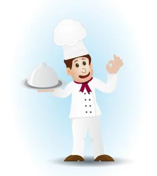 Cheft cartoon serving the dish Stock Illustration