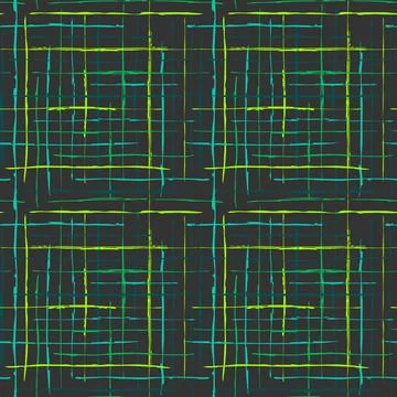 Chekered seamless pattern. Grunge hand drawn lines, geometric grid, creative Stock Illustration