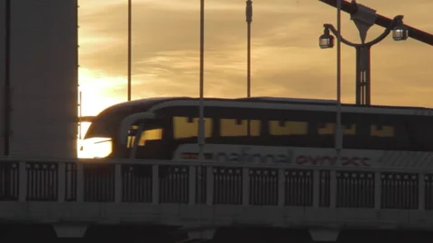 Chelsea Bridge sunset Stock Footage 147632425