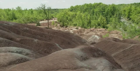 Cheltenham Badlands is a small example of badlands formation in Caledon, Ontario Stock Footage 54714348