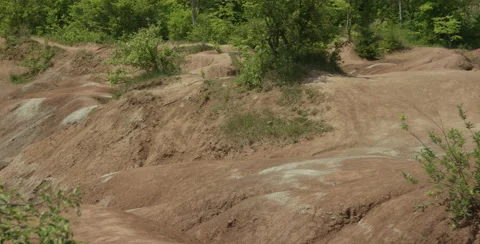 Cheltenham Badlands is a small example of badlands formation in Caledon, Ontario Stock Footage 54716163