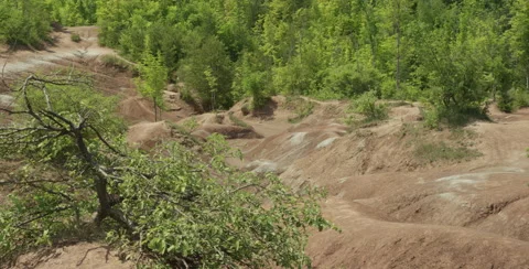 Cheltenham Badlands is a small example of badlands formation in Caledon, Ontario Stock Footage 54740437