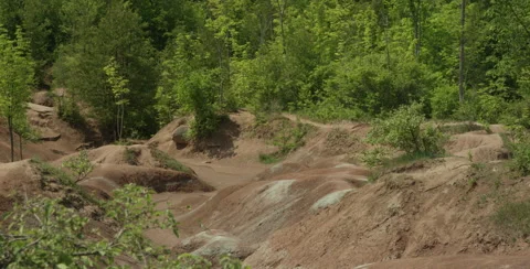 Cheltenham Badlands is a small example of badlands formation in Caledon, Ontario Stock Footage 54745211