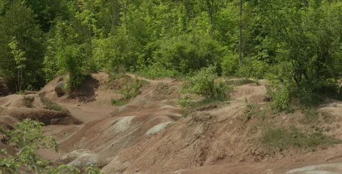 Cheltenham Badlands is a small example of badlands formation in Caledon, Ontario Stock Footage 54759930