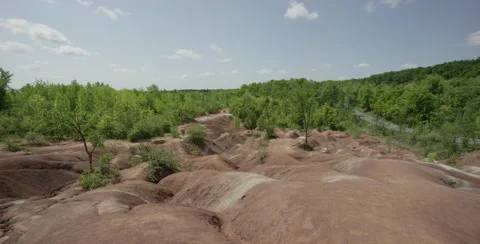 Cheltenham Badlands is a small example of badlands formation in Caledon, Ontario Stock Footage 54768006