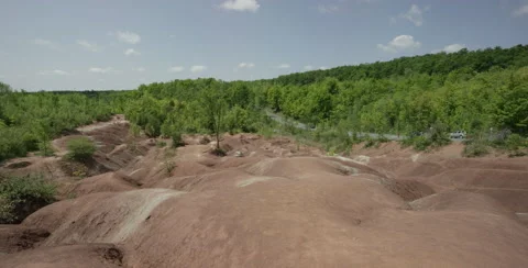 Cheltenham Badlands is a small example of badlands formation in Caledon, Ontario Stock Footage 54778000