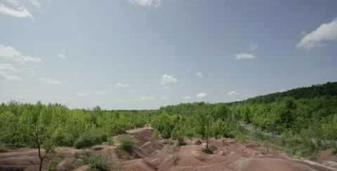 Cheltenham Badlands is a small example of badlands formation in Caledon, Ontario Stock Footage 54788553