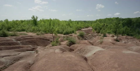 Cheltenham Badlands is a small example of badlands formation in Caledon, Ontario Stock Footage 54793588