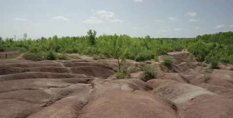 Cheltenham Badlands is a small example of badlands formation in Caledon, Ontario Stock Footage 54798733