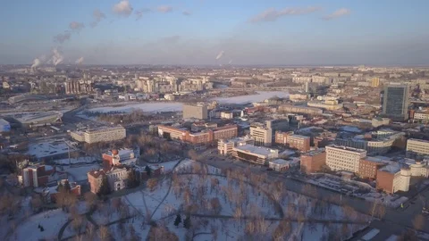 Chelyabinsk copter evening Stock Footage 89919520