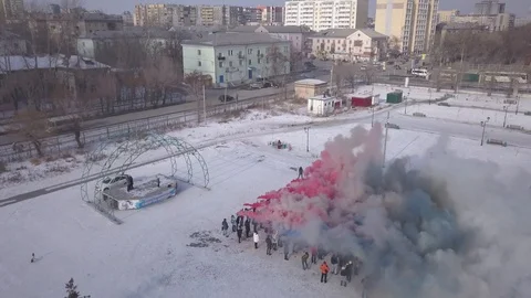 Chelyabinsk flash-mob winter holiday Stock Footage 89920697