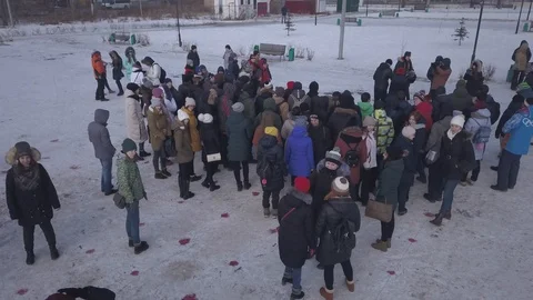 Chelyabinsk winter people Stock Footage 89914995