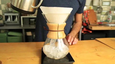Chemex Coffee Brewing in the Cafe Stock Footage 65483781