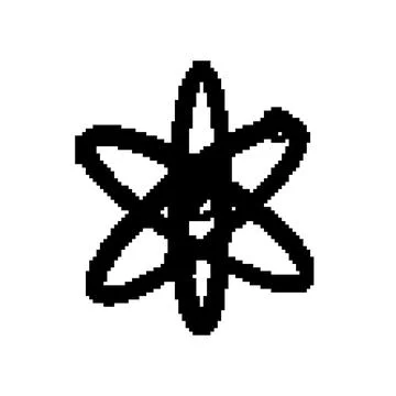 Chemical atom orbit pixel art vector illustration Stock Illustration