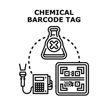 Chemical barcode tagging hazardous materials identification scanning Stock Illustration