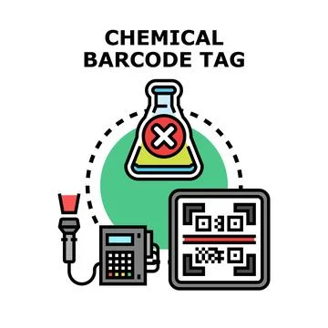 Chemical barcode tagging hazardous materials identification scanning Stock Illustration
