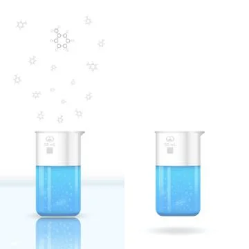 Chemical beaker with evaporating solution Stock Illustration