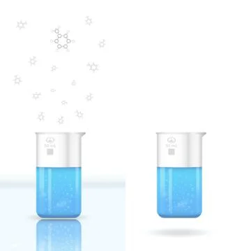 Chemical beaker with evaporating solution Illustrazione stock