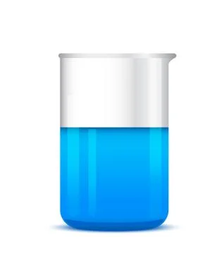 Chemical beaker with solution on white background Stock Illustration