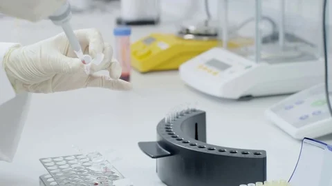Chemical - Biological Laboratory - sample taking Video stock 71030620