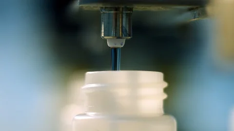 Chemical bottling macro Video stock 101013126