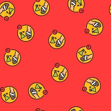 Chemical burn hazard vector seamless pattern Stock Illustration